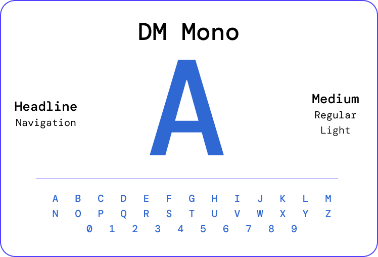 MSA Industries typography showcase with blue letter A and full alphabet display