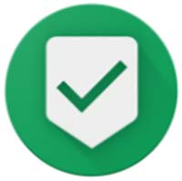 A green circle with a white shield icon in the center, featuring a green checkmark.