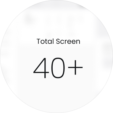 A circular graphic with the text Total Screen at the top and 40+ in large font below, centered against a white background.