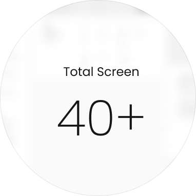 A circular graphic with the text Total Screen at the top and 40+ in large font below, centered against a white background.